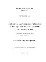 LUẬN VĂN THẠC SĨ LUẬT HỌC: CHẾ ĐỘ TÀI SẢN VỢ CHỒNG PHÁP ĐỊNH  THEO LUẬT HÔN NHÂN VÀ GIA ĐÌNH  VIỆT NAM NĂM 2014