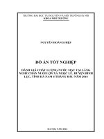 Đánh giá chất lượng nước mặt tại làng nghề chăn nuôi lợn xã ngọc lũ, huyện bình lục, tỉnh hà nam 6 tháng đầu năm 2016