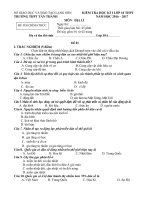 KIỂM TRA HỌC KÌ I LỚP 10 THPT ăm 2016 - 2017