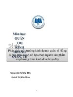 Phân tích môi trường kinh doanh quốc tế hồng kông trên cơ sở đó lựa chọn ngành sản phẩm và phương thức kinh doanh tại đây