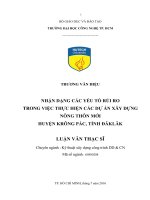 Nhận dạng các yếu tố rủi ro trong việc thực hiện các dự án xây dựng nông thôn mới huyện krông pắc, tỉnh đăk lăk 