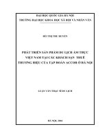 Phát triển sản phẩm du lịch ảm thực Việt Nam tại các khách sạn thuê thương hiệu của tập đoàn Accor ở Hà Nội