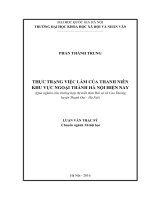 Thực trạng việc làm của thanh niên khu vực ngoại thành Hà Nội hiện nay ( Qua nghiên cứu trường hợp thị trấn Kim Bài và xã Cao Dương, huyện Thanh Oai, Hà Nội)