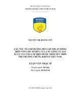 Các yếu tố ảnh hưởng đến lợi nhuận ròng trên vốn chủ sở hữu của các công ty sản xuất và cung cấp điện được niêm yết trên thị trường chứng khoán việt nam 