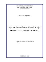 Đặc điểm ngôn ngữ nhân vật trong tiểu thuyết Chu Lai