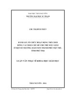 Đánh giá tổ chức hoạt động trò chơi đóng vai theo chủ đề cho trẻ mẫu giáo ở một số trường mầm non thành phố việt trì, tỉnh phú thọ 