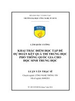 Khai thác điểm học tập để dự đoán kết quả thi trung học phổ thông quốc gia cho học sinh trung học 