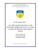 Các nhân tố quản trị công ty ảnh hưởng đến chính sách cổ tức các công ty niêm yết trên sàn chứng khoán TP HCM 