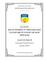 Bảo vệ tính riêng tư trong khai thác luật kết hợp từ cơ sở dữ liệu được thuê ngoài 