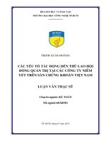 Các yếu tố tác động đến thù lao hội đồng quản trị tại các công ty niêm yết trên sàn chứng khoán việt nam 