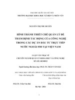 Hình thành thiết chế quản lý để thẩm định tác động của công nghệ trong các dự án đầu tư trực tiếp nước ngoài FDI tại Việt Nam