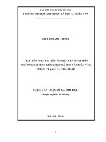 Việc làm sau khi tốt nghiệp của sinh viên Trường Đại học Khoa học Xã hội và Nhân văn, thực trạng và giải pháp
