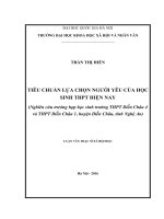 Tiêu chuẩn lựa chọn người yêu của học sinh THPT hiện nay (nghiên cứu trường hợp học sinh trường THPT diễn châu 4 và THPT diễn châu 1, huyện diễn châu, tỉnh nghệ an) 