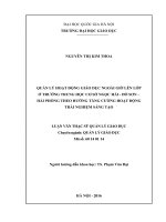 Quản lý hoạt động giáo dục ngoài giờ lên lớp ở trường THCS Ngọc Hải - Đồ Sơn - Hải Phòng theo hướng tăng cường hoạt động trải nghiệm sáng tạo