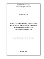 Quản lý giáo dục đạo đức cho học sinh trường trung học phổ thông C Kim Bảng, huyện Kim Bảng, tỉnh Hà Nam trong bối cảnh hiện nay