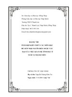 BÀI DỰ THI VẬN DỤNG KIẾN THỨC LIÊN MÔN ĐẠT GIẢI NHÌ TỈNH  ĐỂ GIÚP MỌI NGƯỜI HIỂU ĐƯỢC TÁC  HẠI CỦA VIỆC QUAN HỆ TÌNH DỤC Ở  TUỔI VỊ THÀNH NIÊN