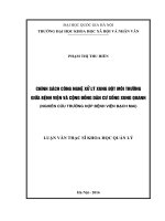 Chính sách công nghệ xử lý xung đột môi trường giữa bệnh viện và cộng đồng dân cư sống xung quanh (nghiên cứu trường hợp bệnh viện bạch mai) 