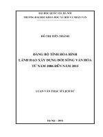 Đảng bộ tỉnh hòa bình lãnh đạo xây dựng đời sống văn hóa từ năm 2006 đến năm 2015 