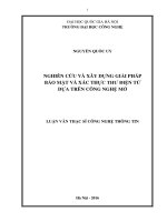 Nghiên cứu và xây dựng giải pháp bảo mật và xác thực thư điện tử dựa trên công nghệ mở