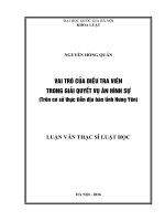 Vai trò của điều tra viên trong giải quyết vụ án hình sự (Trên cơ sở số liệu thực tiễn địa bàn tỉnh Hưng Yên)