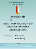 Nghiên cứu tổng hợp và khảo sát một số yếu tố ảnh hưởng đến quá trình hình thành vật liệu zif 8 kích thước nano