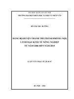 Đảng bộ huyện thanh trì (thành phố hà nội) lãnh đạo kinh tế nông nghiệp từ năm 2006 đến năm 2015 