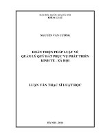 Hoàn thiện pháp luật về quản lý quỹ đất phục vụ phát triển kinh tế - xã hội