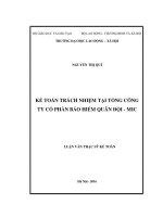 KẾ TOÁN TRÁCH NHIỆM TẠI TỔNG CÔNG TY CỔ PHẦN BẢO HIỂM QUÂN ĐỘI  MIC