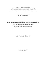 Đảng bộ huyện Thanh Trì (thành phố Hà Nội) lãnh đạo kinh tế nông nghiệp từ năm 2006 đến năm 2015