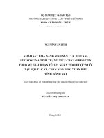 Khảo Sát Khả Năng Sinh Sản Của Heo Nái, Sức Sống Và Tình Trạng Tiêu Chảy Ở Heo Con Theo Mẹ Giai Đoạn Từ 1-21 Ngày Tuổi