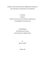 Sự hài lòng của công dân với các dịch vụ hành chính công ở ủy ban nhân các phường thuộc quận tây hồ 