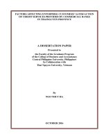 Factors affecting enterprise customers’ satisfaction of credit services provided by commercial banks  in Thai Nguyen province