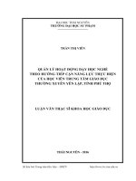 Quản lí hoạt động dạy học nghề theo hướng tiếp cận năng lực thực hiện của học viên tại trung tâm GDTX yên lập, tỉnh phú thọ 