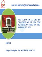 PHÂN TÍCH VAI TRÒ của KHOA học CÔNG NGHỆ đối với CÔNG CUỘC đẩy MẠNH CÔNG NGHIỆP hóa   HIỆN đại hóa ở VIỆT NAM 