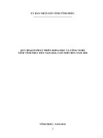 Quy Hoạch Phát Triển Khoa Học Và Công Nghệ Tỉnh Vĩnh Phúc Đến Năm 2020, Tầm Nhìn Đến Năm 2030