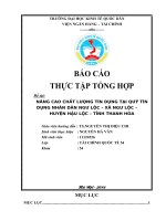 NÂNG CAO CHẤT LƯỢNG tín DỤNG tại QUỸ tín DỤNG NHÂN dân NGƯ lộc – xã NGƯ lộc – HUYỆN hậu lộc – TỈNH THANH hóa 