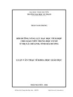Bồi dưỡng năng lực dạy học tích hợp cho giáo viên trung học cơ sở ở thị xã chí linh, tỉnh hải dương 