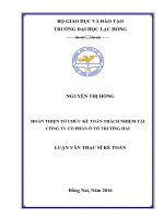 Luận văn thạc sĩ Hoàn thiện tổ chức kế toán trách nhiệm tại công ty cổ phần ô tô trường hải