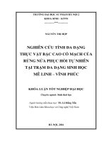 Nghiên cứu tính đa dạng thực vật bậc cao có mạch của rừng nứa phục hồi tự nhiên tại trạm đa dạng sinh học mê linh – vĩnh phúc 