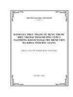 Đánh giá thực trạng sử dụng thuốc điều trị đái tháo đường type 2 tại phòng khám ngoại trú bệnh viện đa khoa tỉnh bắc giang
