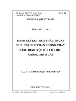 Đánh giá kết quả phẫu thuật điều trị gãy thân xương chày bằng đinh nội tủy có chốt không mở ổ gãy 