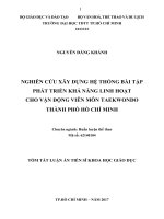 Nghiên cứu xây dựng hệ thống bài tập phát triển khả năng linh hoạt cho vận động viên môn taekwondo TP HCM 