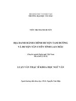 ĐỊA DANH HÀNH CHÍNH HUYỆN TAM ĐƯỜNG và HUYỆN tân UYÊN TỈNH LAI CHÂU 