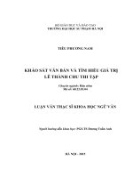 KHẢO sát văn bản và tìm HIỂU GIÁ TRỊ lê THÀNH CHU THI tập 