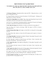 Tác Động Của Việc Gia Nhập Tổ Chức Thương Mại Thế Giới WTO Đối Với Lĩnh Vực Nông Nghiệp Việt Nam