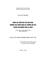 NĂNG lực TIẾNG VIỆT của học SINH TRƯỜNG THCS NÙNG NÀNG và TRƯỜNG nội TRÚ HUYỆN TAM ĐƯỜNG TỈNH LAI CHÂU 