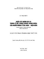 KHẢO sát NHÓM bài CA TRONG lễ hội  ĐANGZ KRUOS (ĐANG KHÙA) của NGƯỜI MÔNG ở tủa CHÙA – điện BIÊN 