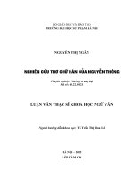 NGHIÊN cứu THƠ CHỮ hán của NGUYỄN THÔNG 