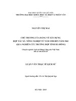 CHỦ TRƯƠNG của ÐẢNG về xây DỰNG hợp tác xã  NÔNG NGHIỆP từ năm 1958 đến năm 1965 (QUA NGHIÊN cứu TRƯỜNG hợp TỈNH hà ÐÔNG) 