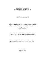 ĐẶC điểm dân cư TỈNH HƯNG yên 